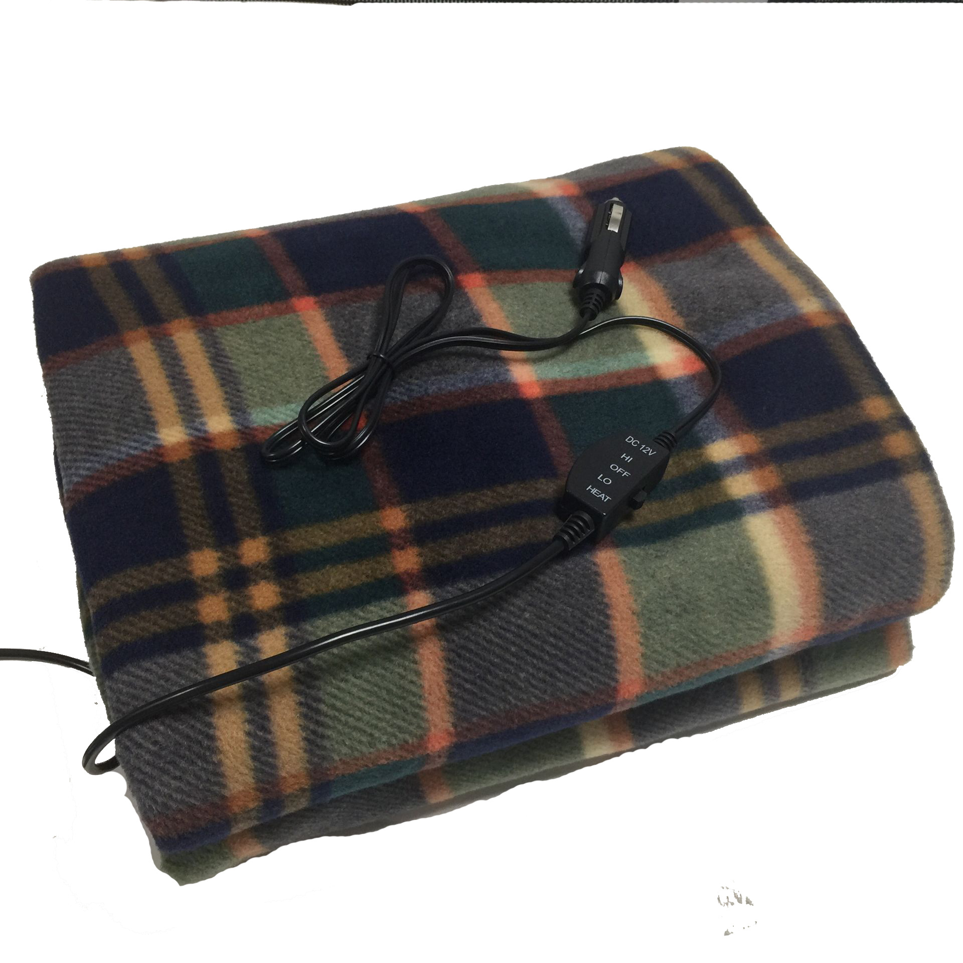 Venta caliente transfronteriza azul a cuadros coche 12V manta de calefacción del coche caliente manta eléctrica cubierta del pelo
