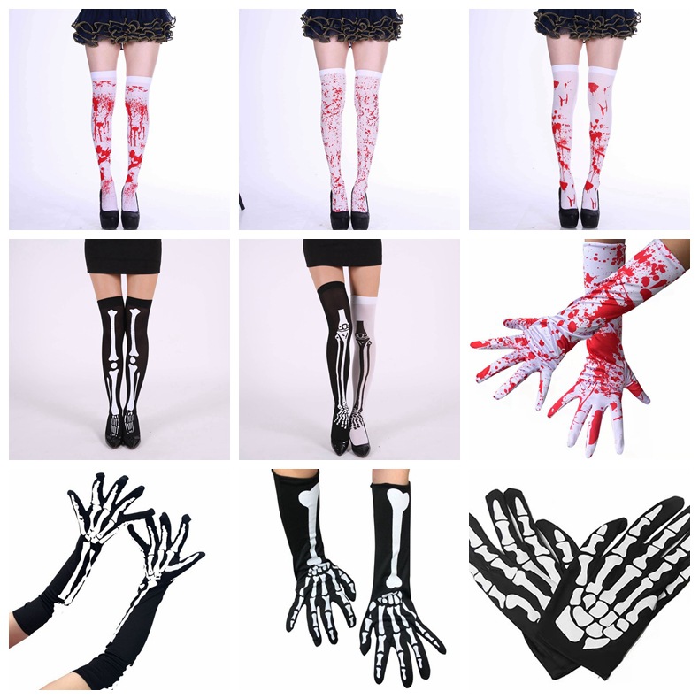 Calcetines de Halloween, esqueleto negro, calcetines de pascua, calcetines de sangre, calcetines de vampiro