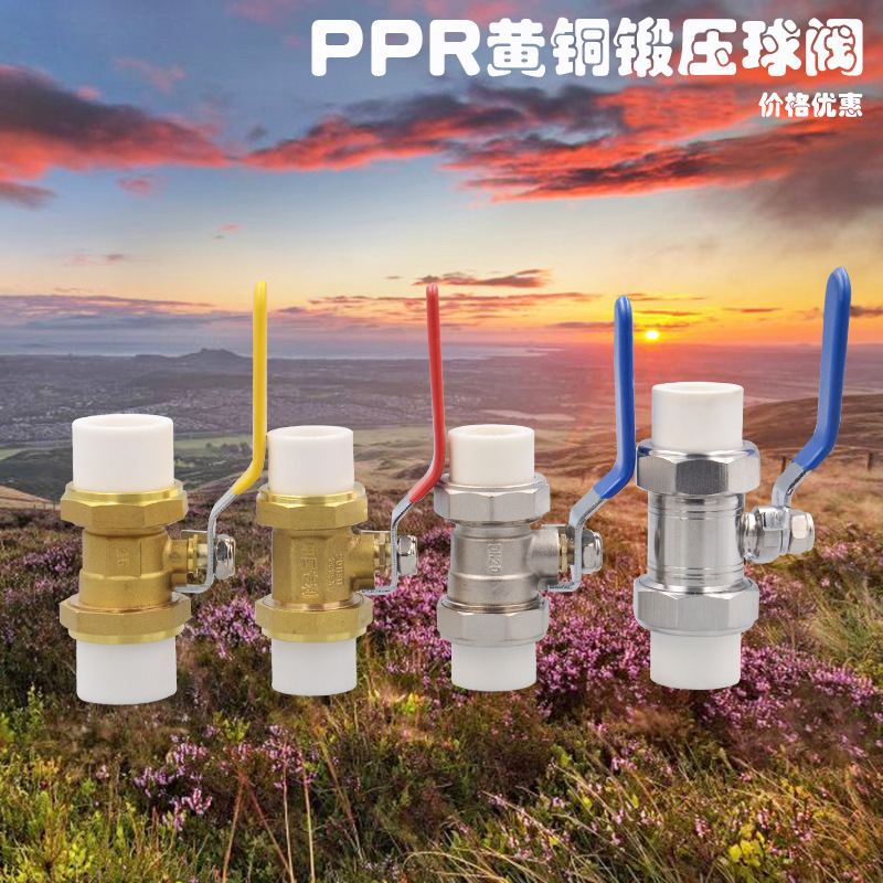PPR铜球阀20 25 32 40 5063全铜双活接球阀加厚 电镀阀门黄色