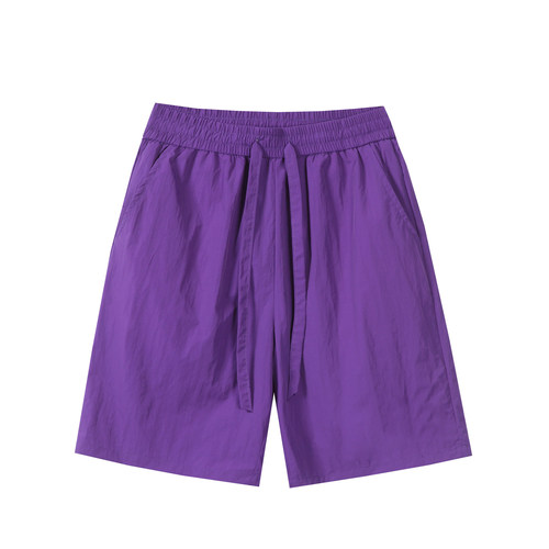 Summer 2025 Men's Quick-Dry Shorts Candy Color Elastic Band Pure Color Casual Five-Finger Shorts