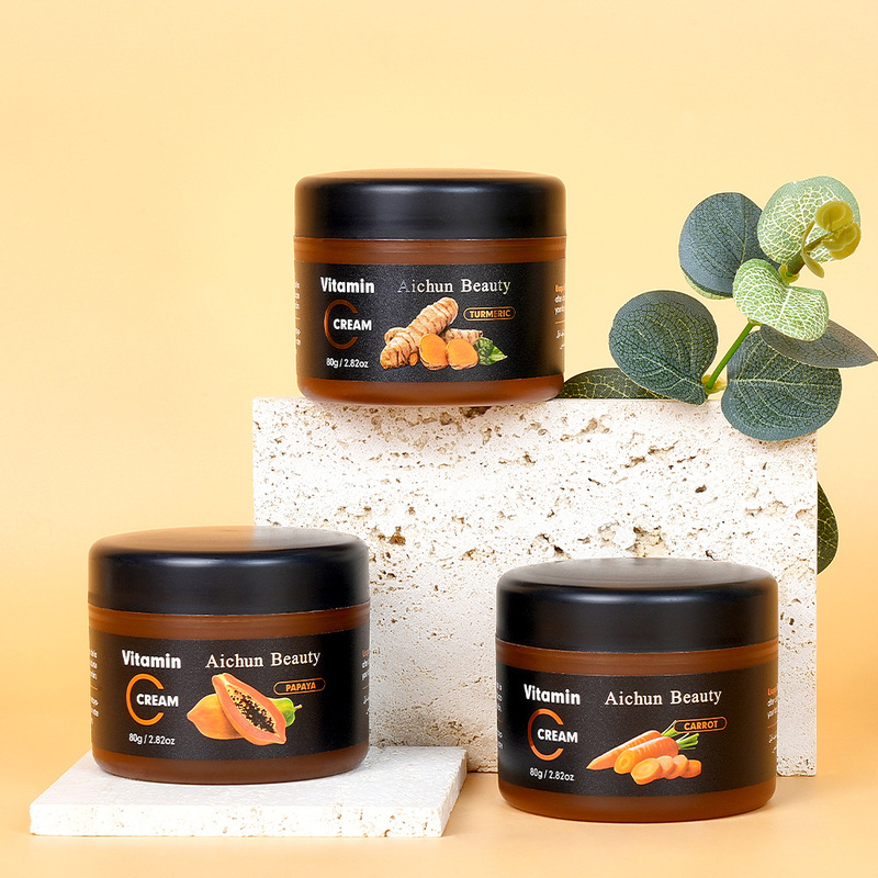 Cross-Border 80g Vc Face Cream with Turmeric, Papaya, Carrot, Various Nourishing, Even-Toning, and Brightening Options, Popular in Morocco, Samples Available