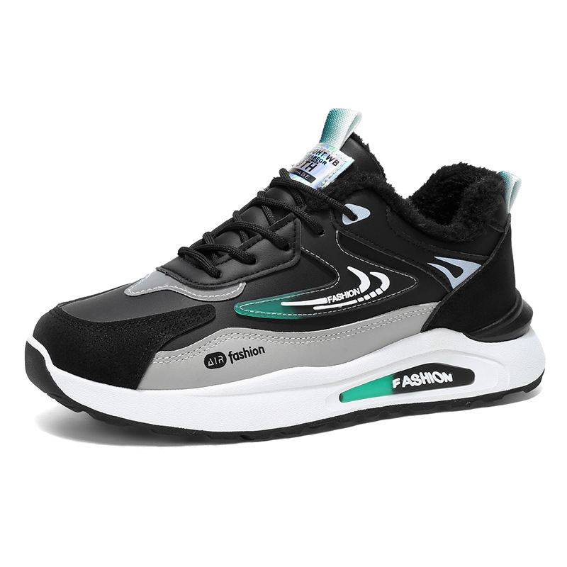 Men's Winter Fleece-Lined Sports Shoes, Trendy Versatile Thick Warm Cotton Shoes, Thick-Soled Non-Slip Casual Dad Shoes_vogvips.com