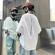 儿童夏季短袖T恤2025新款男童洋气宽松半袖中大童炸街夏装上衣潮
