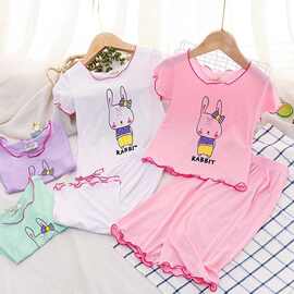 女童家居服套装2025夏季新款童装凉爽宝宝两件套儿童舒适休闲套装