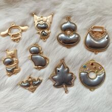 宋锦DIY新珍珠如意葫芦 双面带盖子合金配件饰品底胚贴皮材料厂家