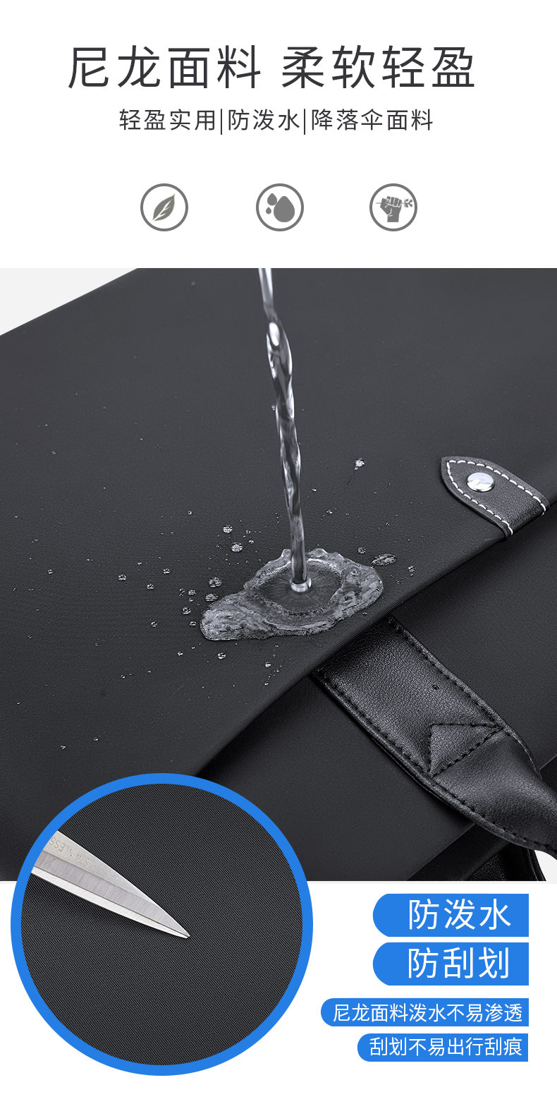 Cặp công sở nam vải Oxford chống thấm, nhiều ngăn đựng laptop 15 inch — Màu đen, màu xanh, Hồng, Màu nâu chi tiết 3