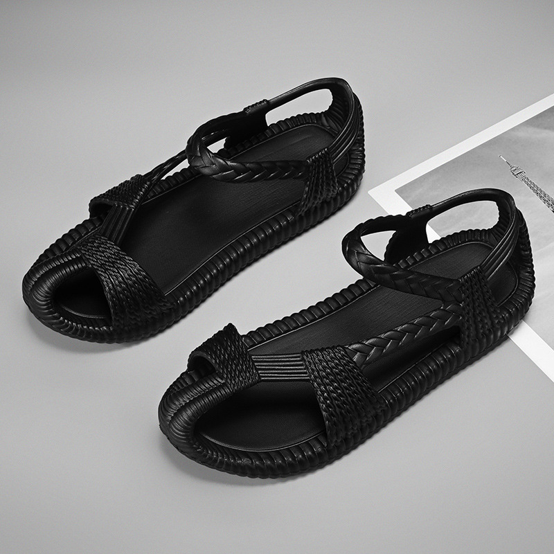 Sandalias verano nuevo estilo retro estilo étnico EVA zapatos tejidos hombres y mujeres sandalias con puntera comercio exterior transfronterizo zapatos de hombre de gran tamaño