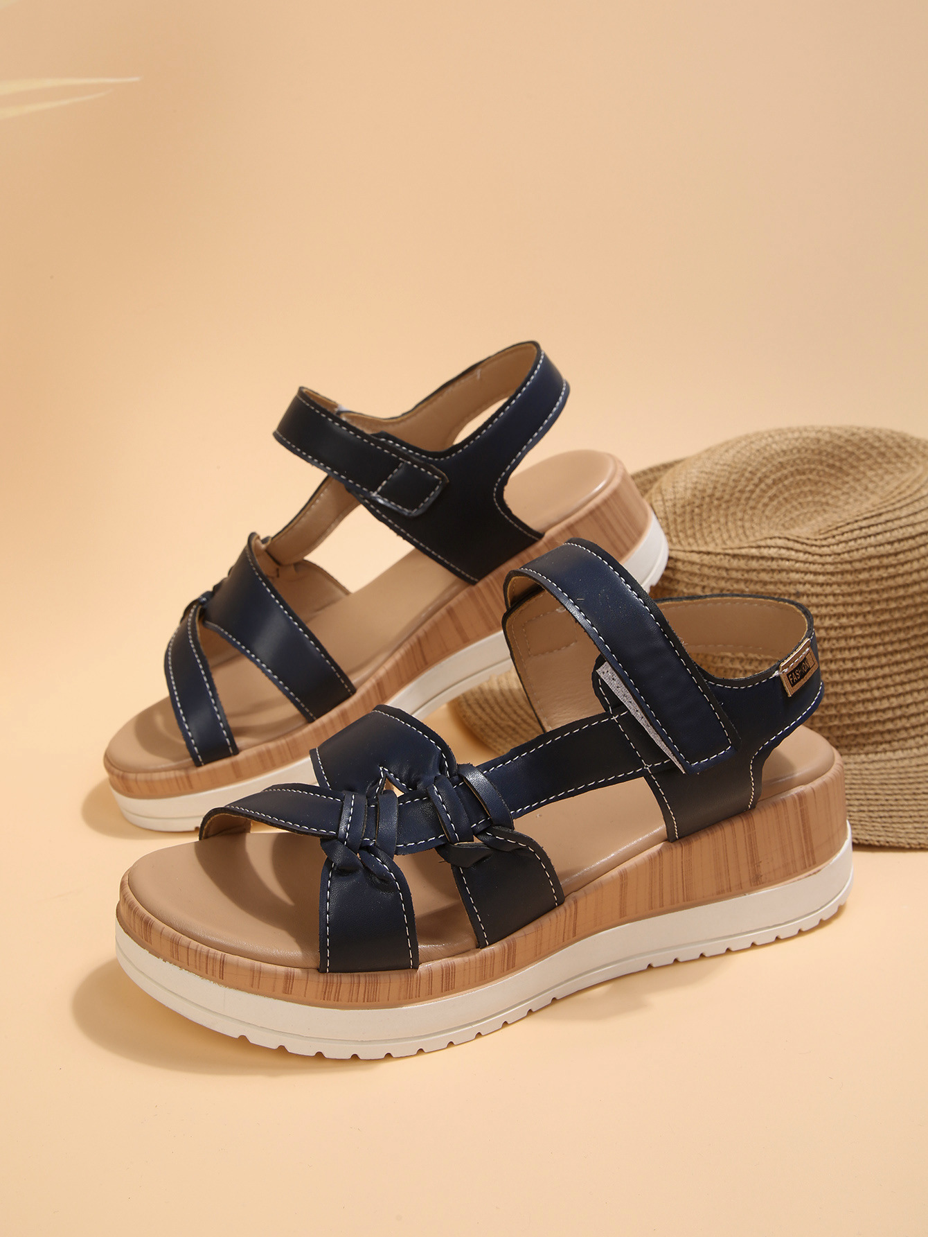 Women's Platform Wedge Sandals Comfort Velcro Cross Strap Shoes_voghion.com
