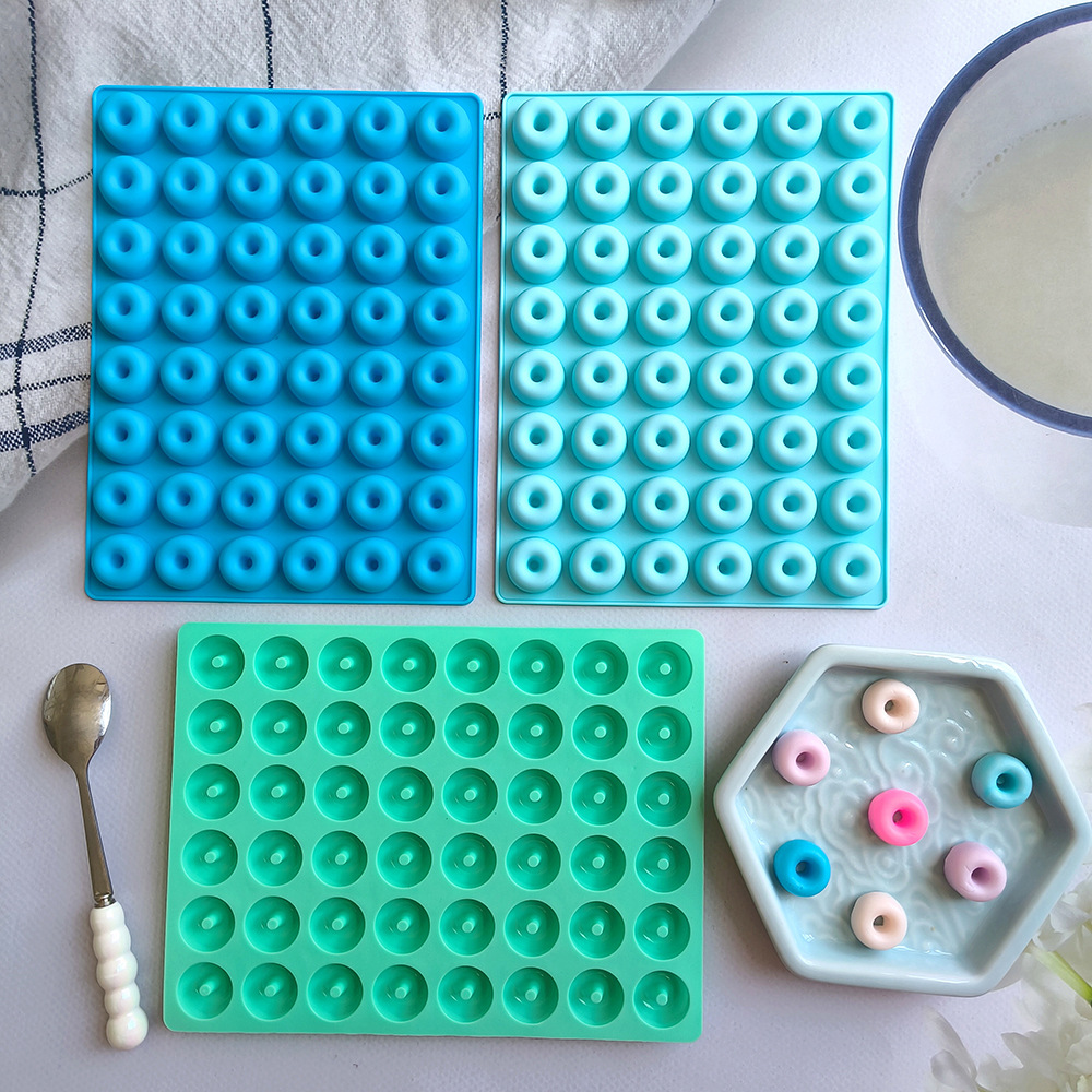 Silicone 48 Donuts 160 Candy pudín molde de chocolate 3D hecho a mano molde de goteo para pastel de horneado