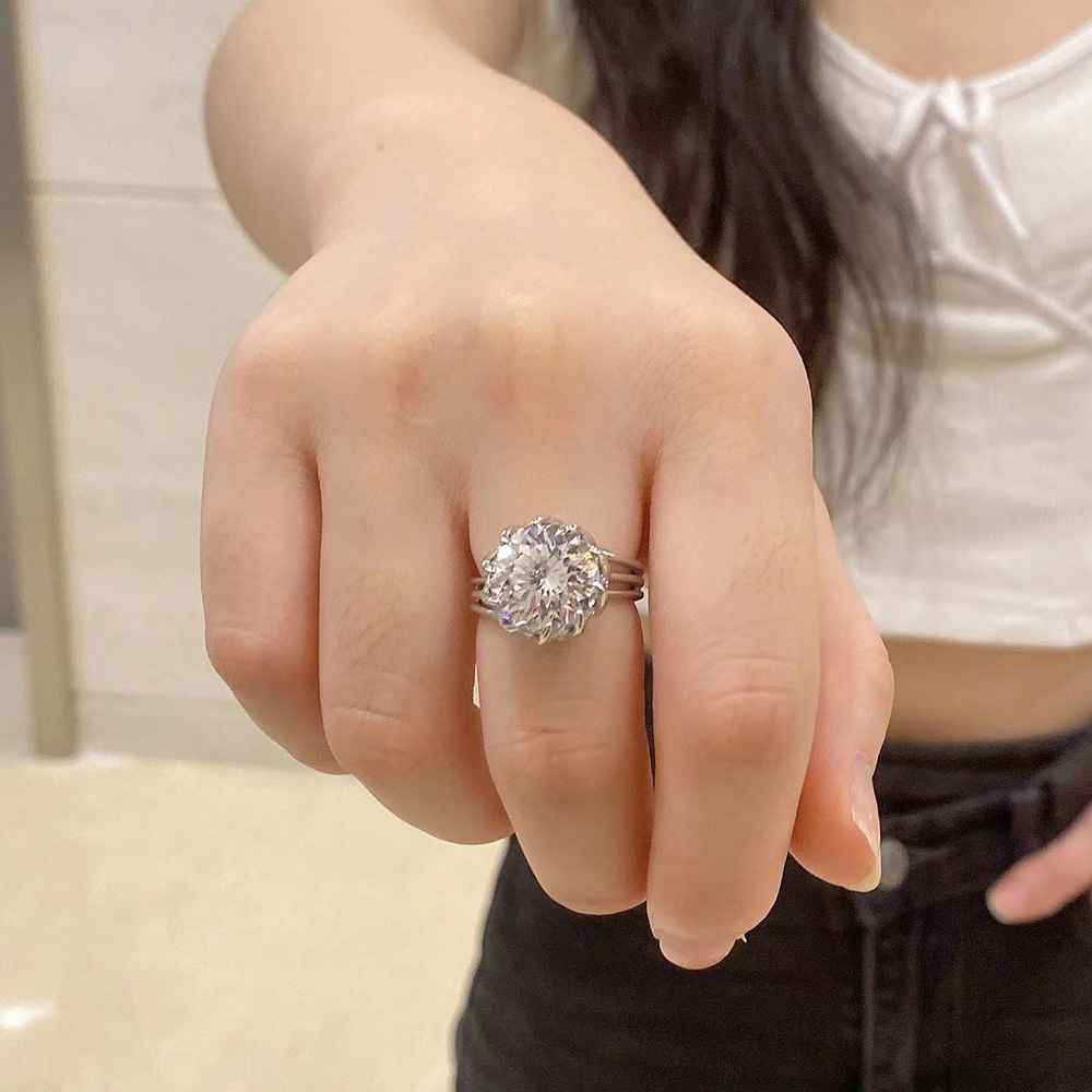 Fashion Flower Sterling Silver Plating Zircon Rings 1 Piece