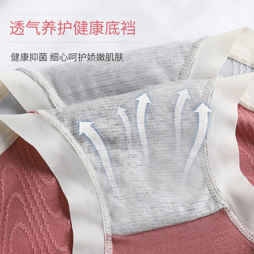 Ladies Embroidered Mid-Cut Brief High-Elasticity Comfortable Teenage Fashion Print Pure Cotton Antibacterial Breathable Triangle Panties