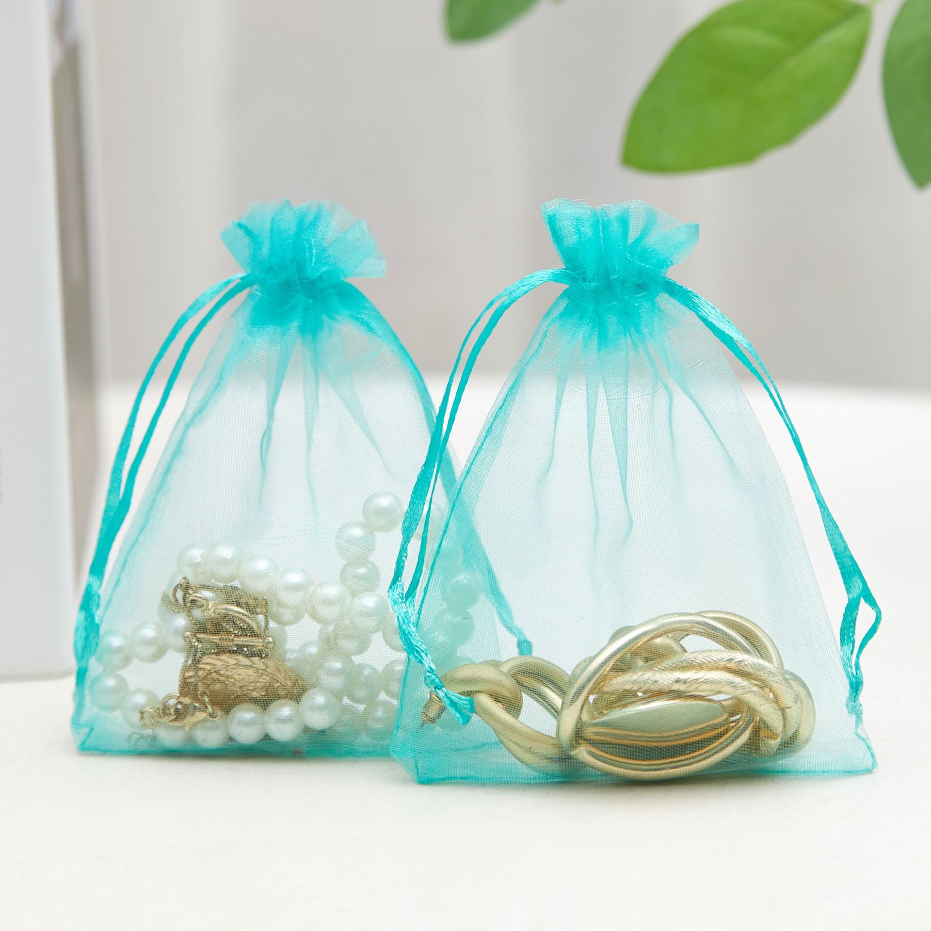 Bolsa de organza blanca al por mayor, bolsa de malla de perlas, bolsa de embalaje de regalo con boca de cordón, joyería de dulces de boda, bolsa de cordón, bolsa de almacenamiento