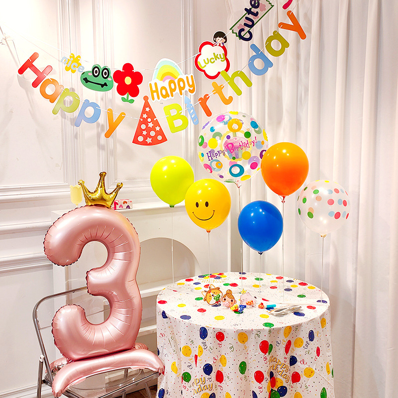 Décorations pour la première fête d'anniversaire de bébé : ballons chiffres, banderoles et toile de fond pour garçons et filles_voghion.com