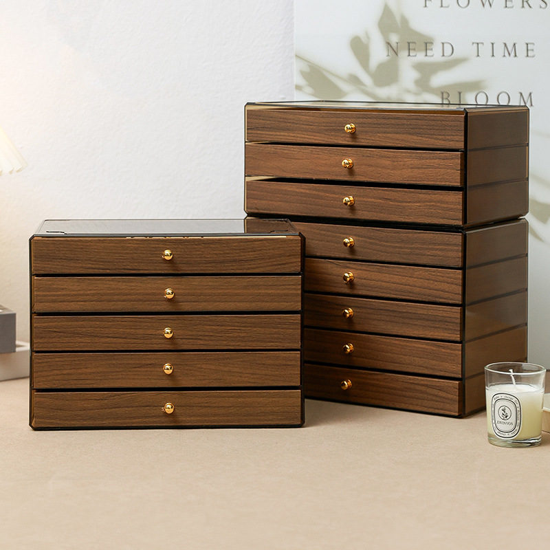 Jewelry Storage Box Drawer-Type Walnut Multi-Layer Household Large-Capacity Earrings Earrings Ring Necklace Hand Jewelry Box