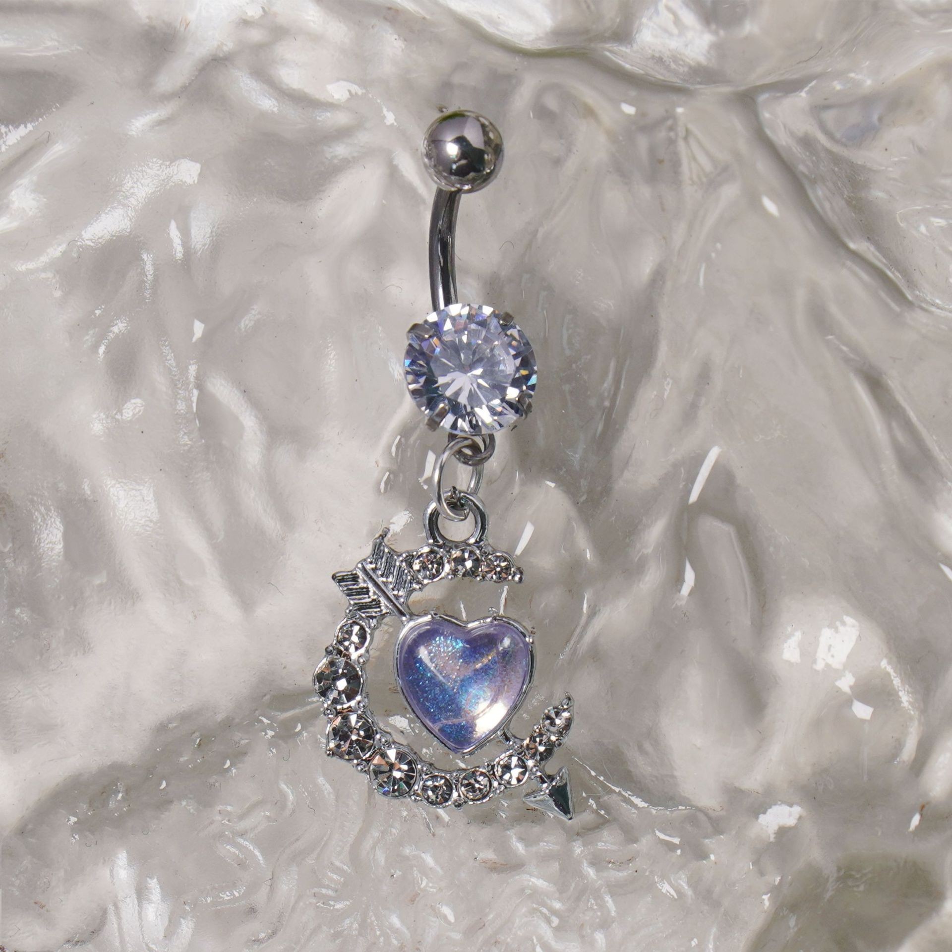 Anello per ombelico in acciaio inossidabile con farfalla colorata transfrontaliera, senza piercing, gioiello sexy con clip per orecchio_voghion.com