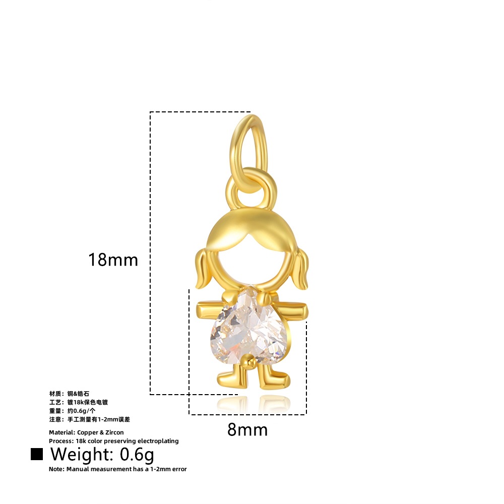 2g Weight Pendant Jewelry Making Type 8*18mm Jewelry Making Size Zircon Inlay Material DIY Jewelry Accessories Classification 1 Piece Quantity Copper Material Human Pattern Polished Finish Inlay Design Shiny, IG Style Style 1 Piece 8*18mm Copper Zircon Human Polished Pendant 2