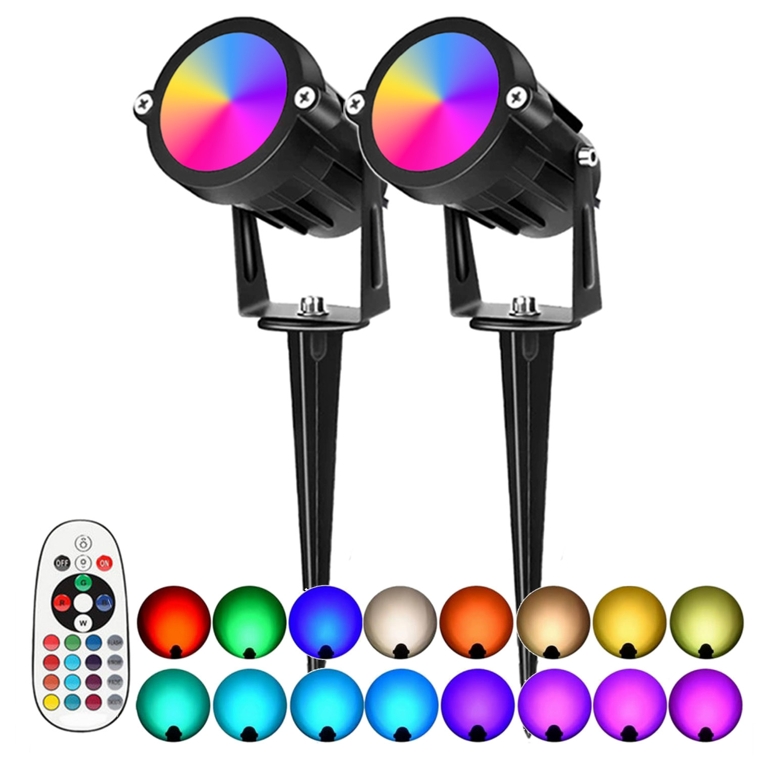 플랫 핀 유형 조명 2개 리모컨 1개