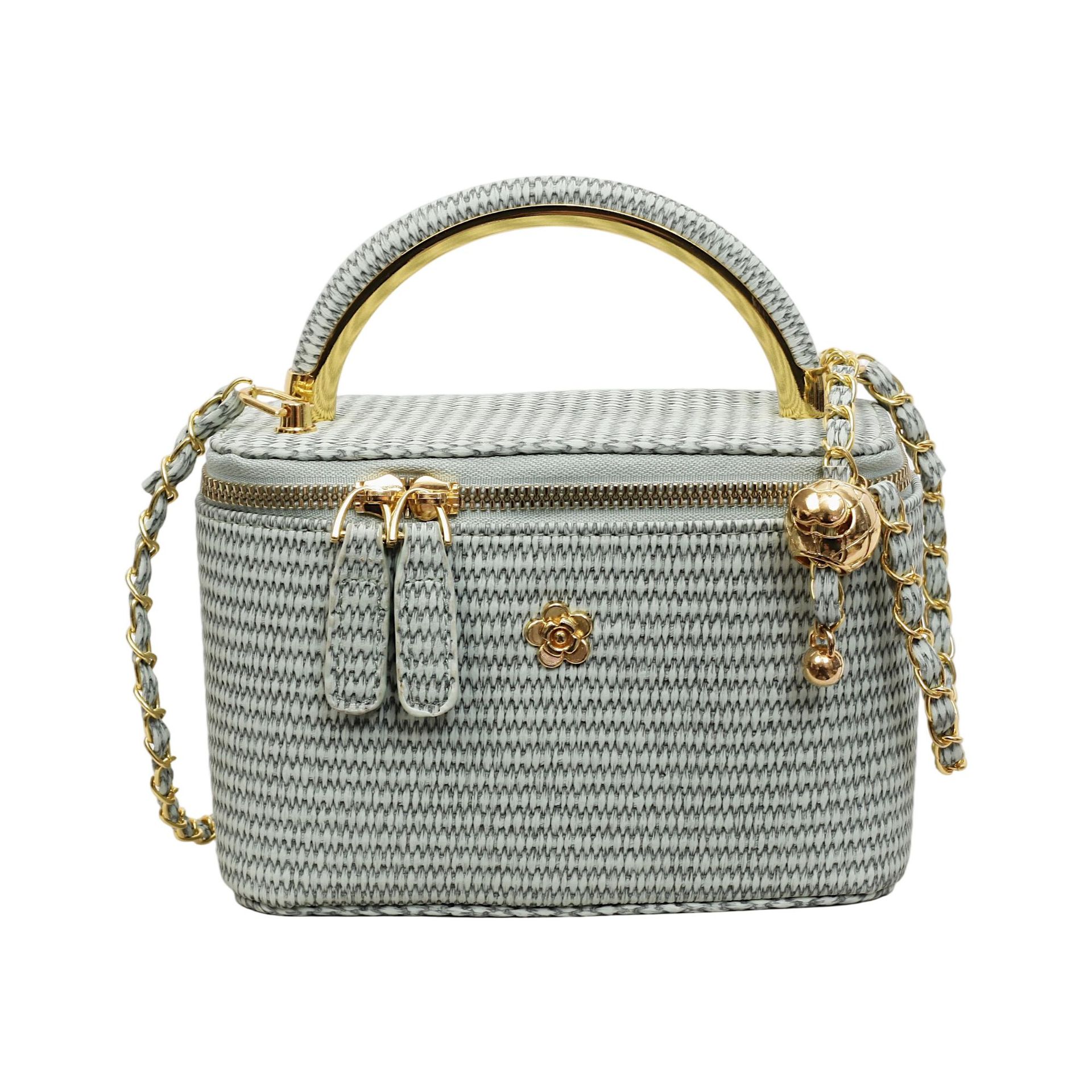 Tendencia transfronteriza simple bolsas casuales bolsas de caja bolsas de hombro ligeras tejidas diarias frescas bolsas de aire extranjero