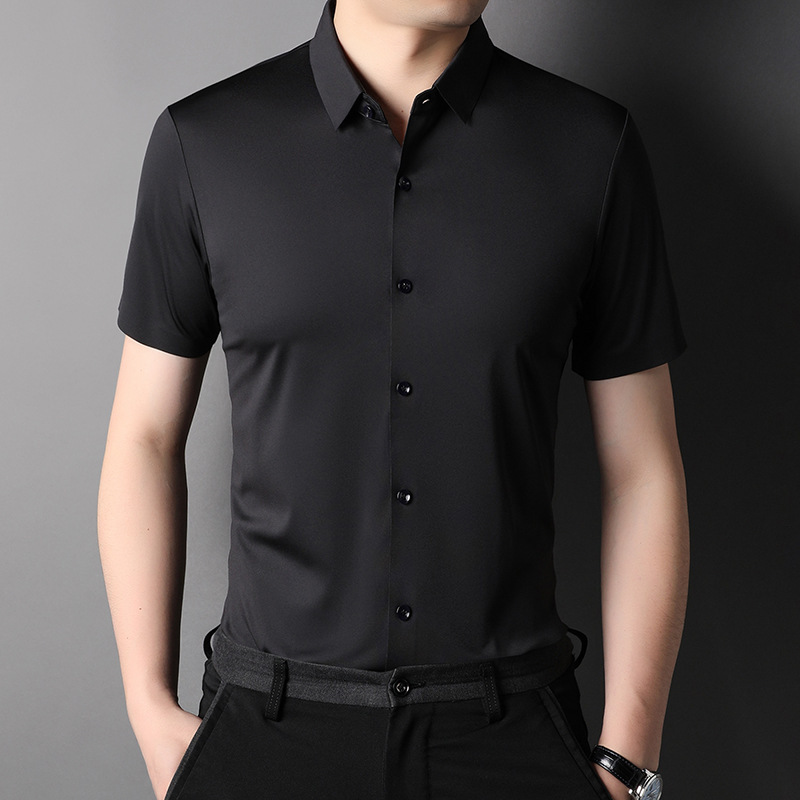 Summer silk men's breathable quick dry elastic shirt
