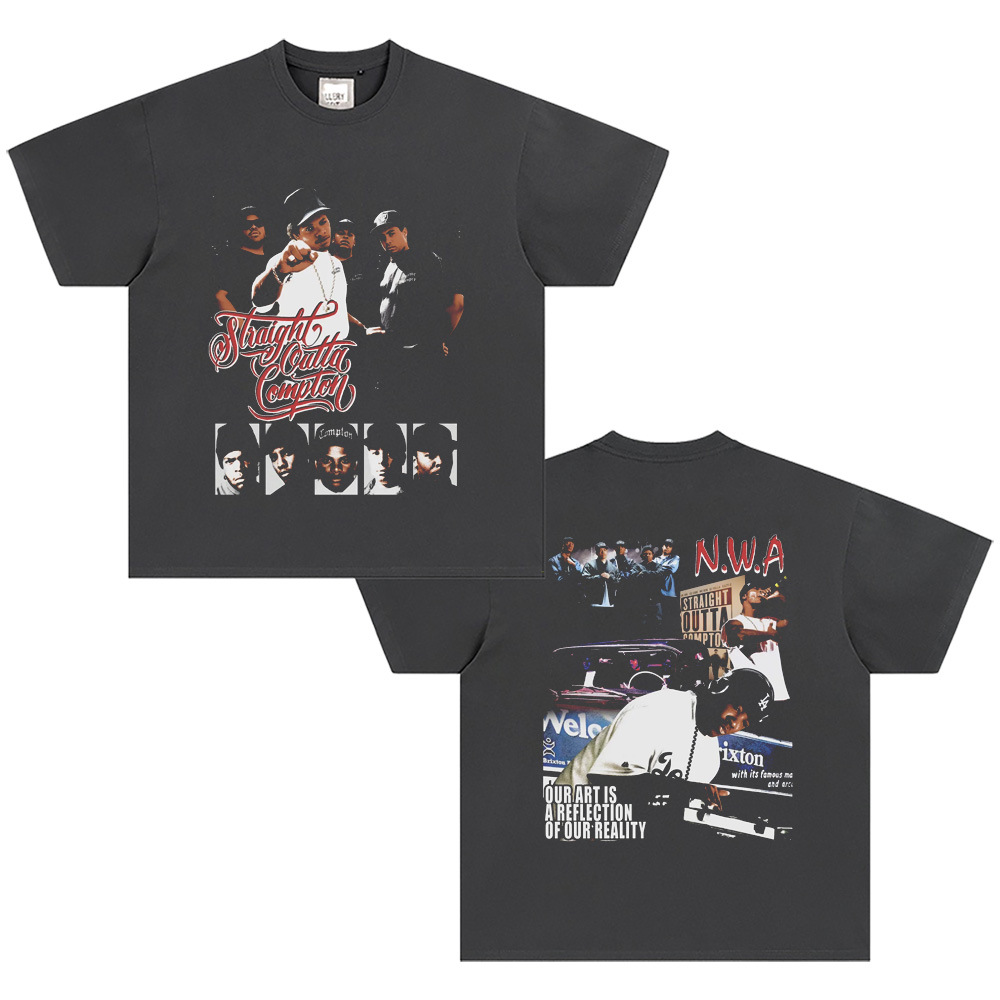 West Coast Rap N.W.A. Digital Direct Jet Washing Made Old American Retro Little Neck Camiseta image 38
