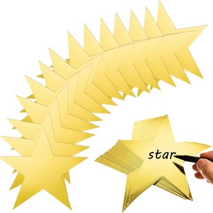 Double-sided golden glitter handwritten five-pointed star hand-painted paper-cut graffiti DIY star hand-cut paper-cut classroom decoration