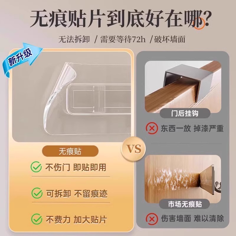 puerta trasera gancho colgante percha de ropa colgante en la pared sin perforación fuerte gancho de fila de soporte de carga baño armario colgante percha de ropa