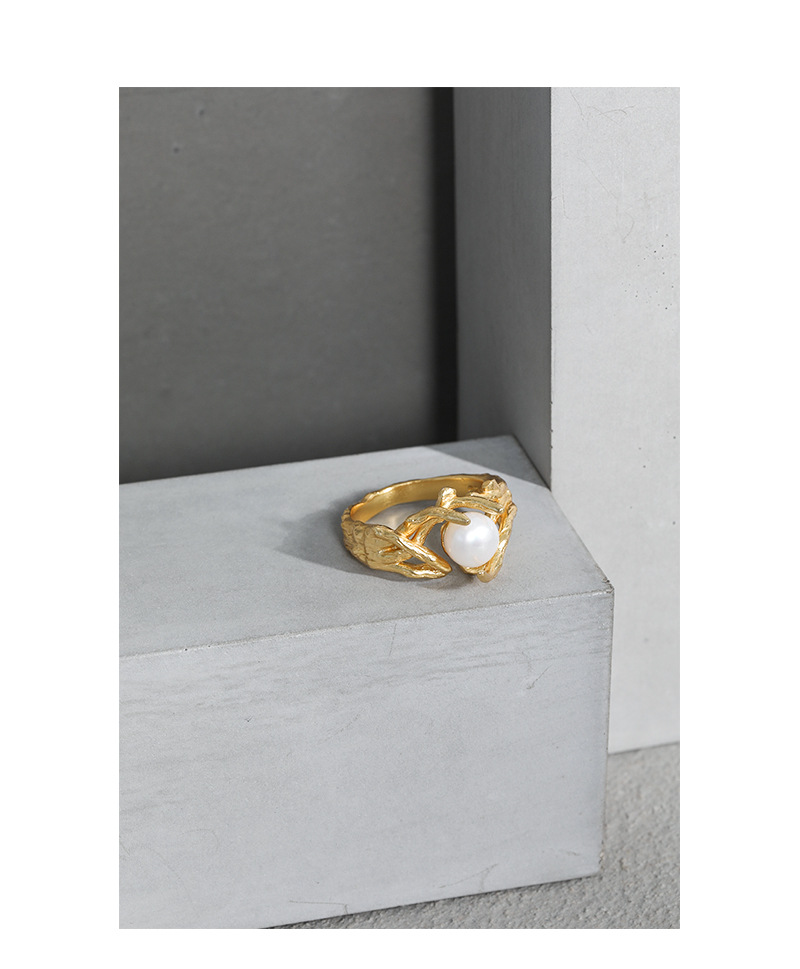 Fashion Solid Color Sterling Silver Rings Plating Inlay Pearl 925 Silver Rings