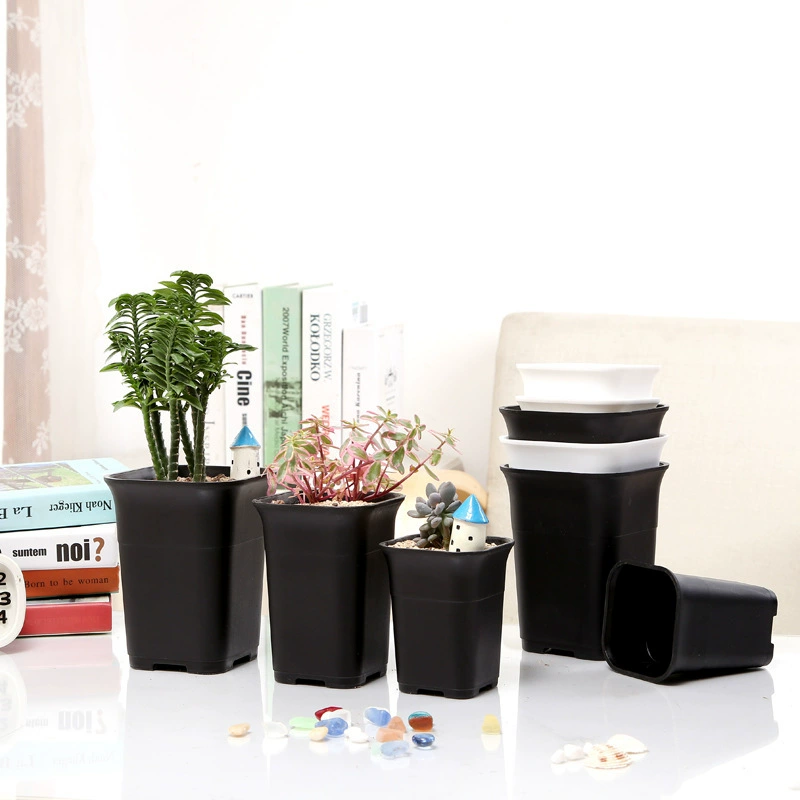 Квадратный горшок Vientiane с высокой талией матовый горшок пластиковый цветочный горшок оптом горшок для суккулентов черный белый маленький размер