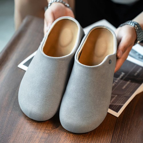 Light luxury designer 2025 cross-border summer high quality breathable Bokan half-heel men's shoes slip-on sandals men's shoes 