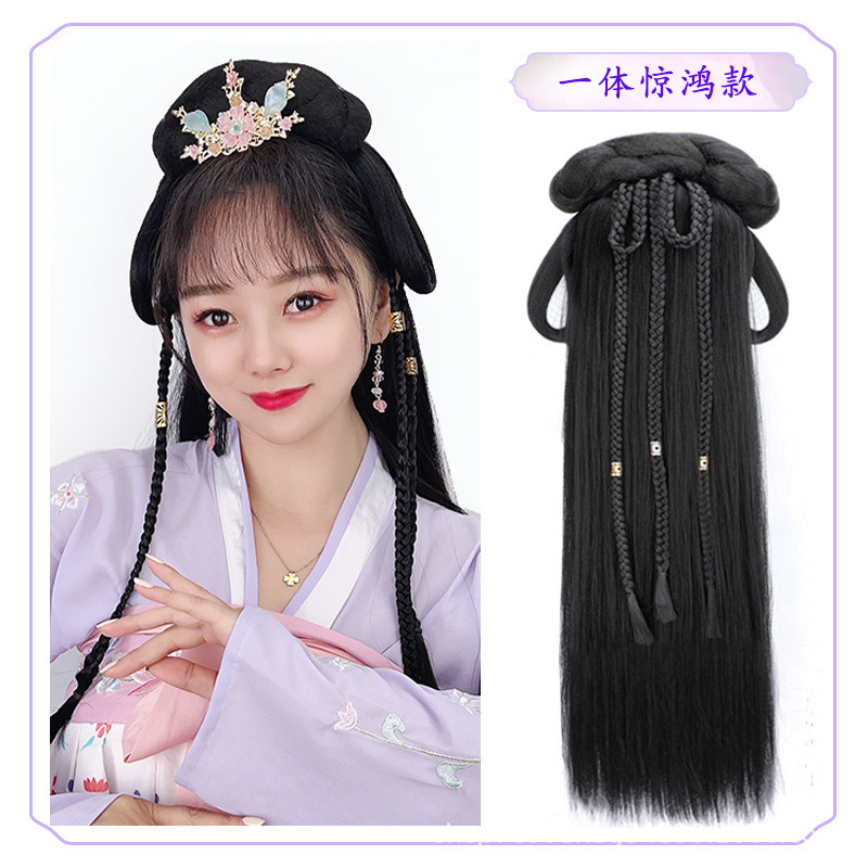 Chinese Hanfu fairy dress straight hair wig for women girls Tang han ming  dynasty antique empress princess ancient costumes cosplay photos shooting