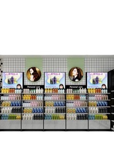 化妝品店美妝日化護膚靠牆櫃台展示貨架中櫃端頭廣告燈彩妝陳列架
