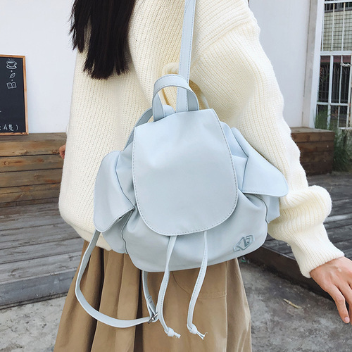 Korean niche literary drawstring flip backpack Huurei camp small backpack travel lightweight bag student school bag