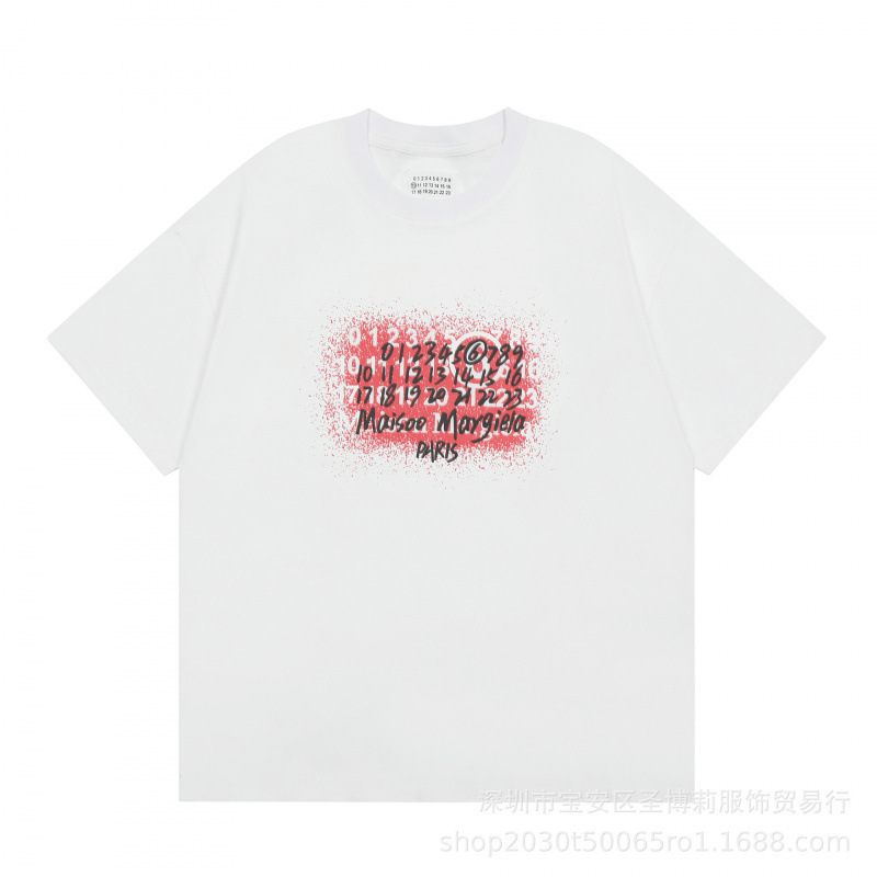 クロスボーダー メゾン マルジェラ マルジェラ デジタル プリント MM6 ピュアコットン 高品質 メンズ Tシャツ レディース 半袖 トレンド|undefined