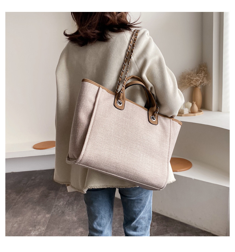 Women's Large Canvas Solid Color Streetwear Square Zipper Shoulder Bag Handbag Tote Bag display picture 4