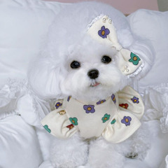 Spring and summer thin dog clothes cute little flower princess style little flying sleeve dress cat skirt pet clothing