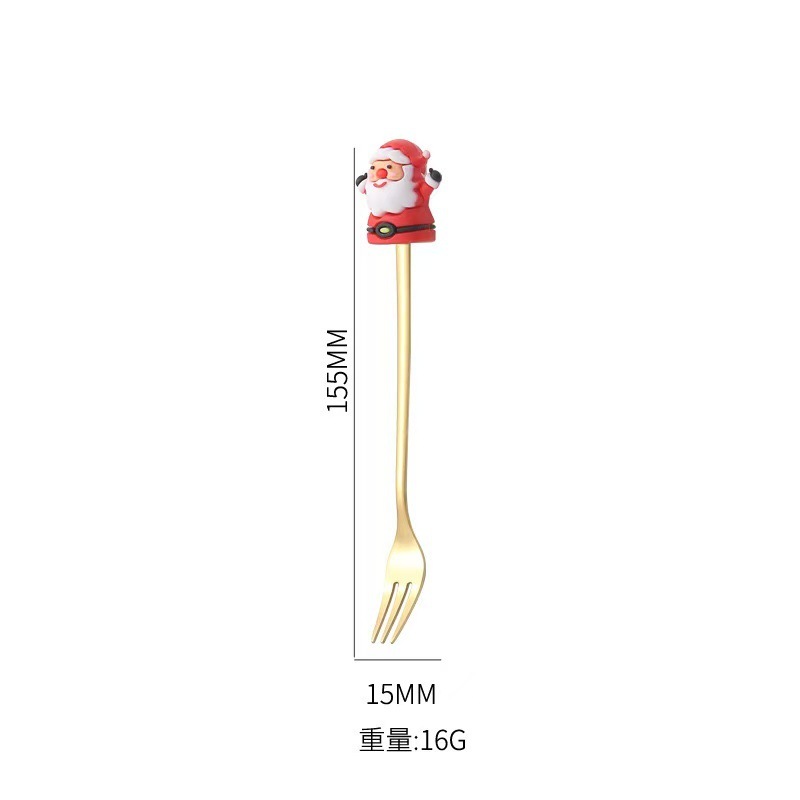 创意圣诞树麋鹿勺子不锈钢高颜值跨境不锈钢汤匙叉子圣诞餐具套装|undefined