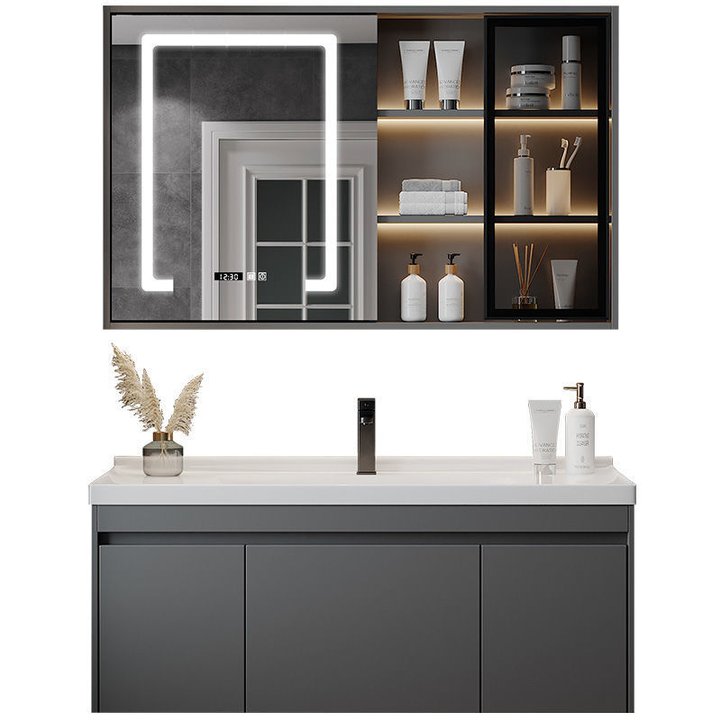 Inteligente gabinete de baño combinación moderno minimalista lavabo de baño mesa de lavado de manos integrado lavabo de cerámica