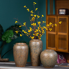 复古陶瓷花瓶客厅插花高级感新中式禅意家用民宿玄关做旧装饰摆件