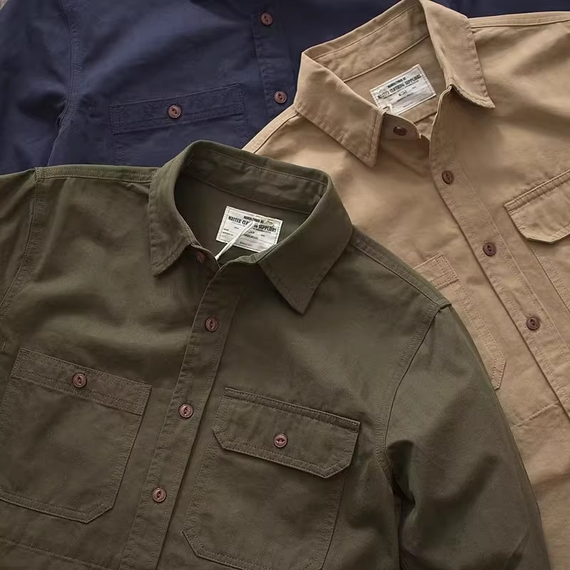 2025 Autumn New Retro Japanese Style Washed Workwear Long Sleeve Shirt Men's Trendy Brand Loose Casual Shirt Jacket