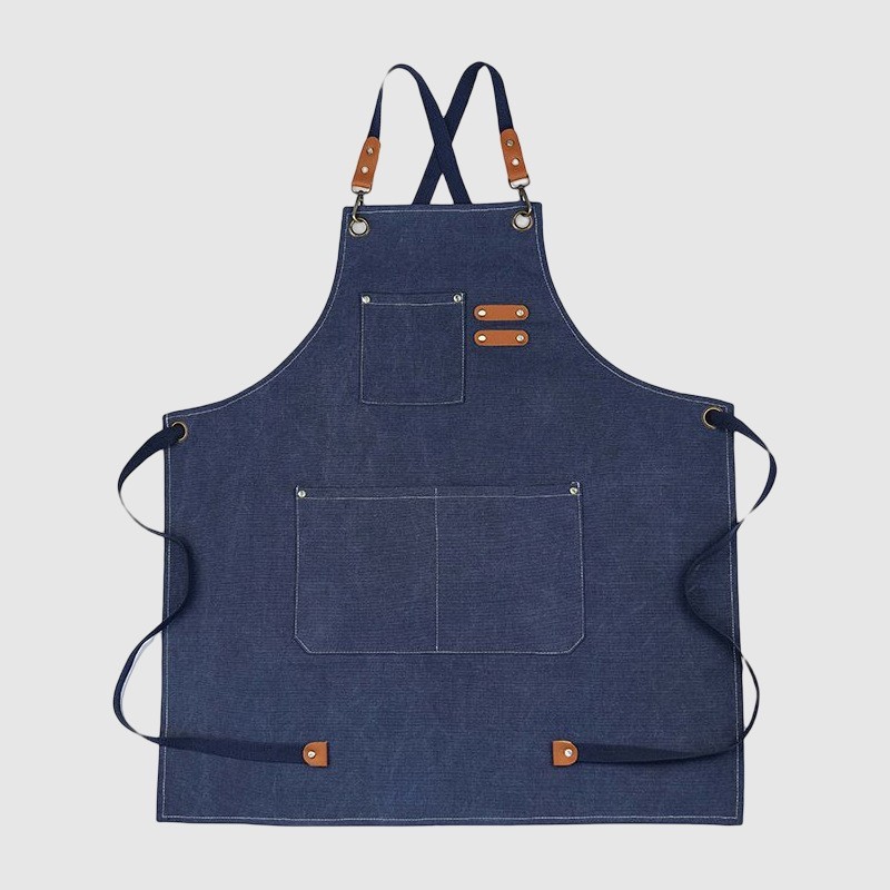 Comercio exterior engrosado lona denim delantal casero barista cocina restaurante barbero delantal de trabajo logotipo al por mayor