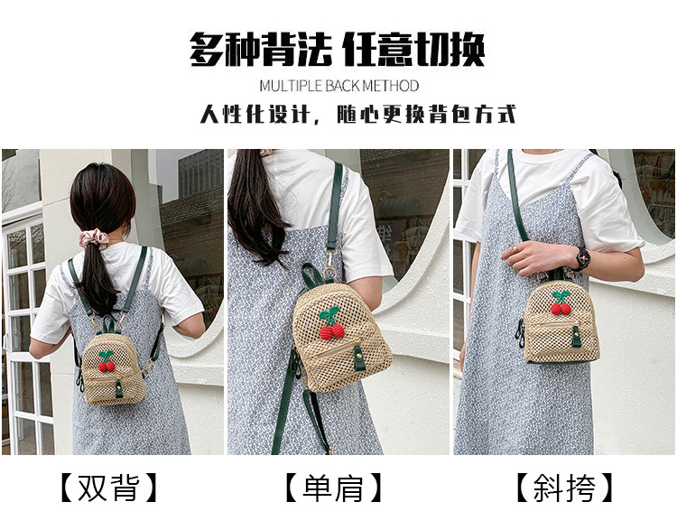 Fashion Cherry Straw Backpack Wholesale display picture 18