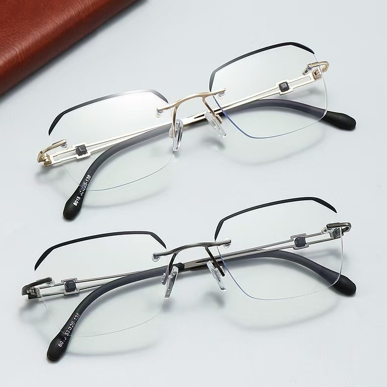 2024新型ブルーレイ防止老眼鏡ファッション高精細金属無枠斯文老眼鏡ビジネス気質男性モデル|undefined