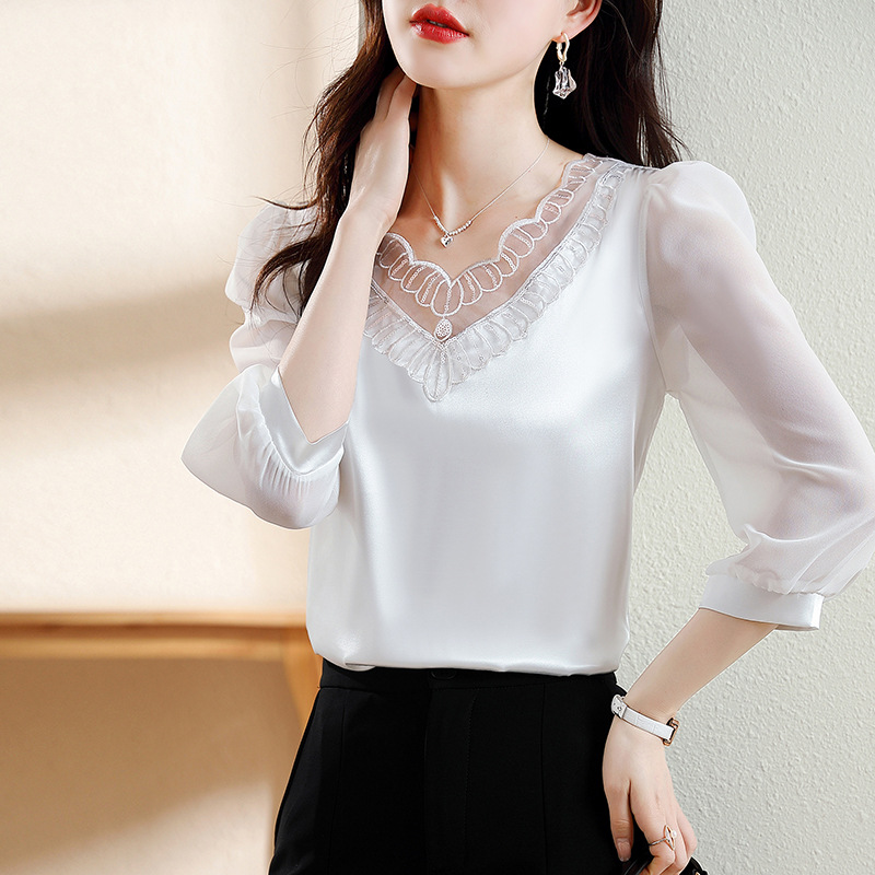 2023 spring and summer new elastic sat satin two -color lace…