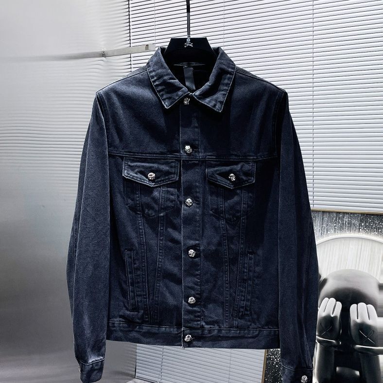Cross-Border High-End Custom-Made Heavyweight Autumn New Denim Jacket with Leather Embroidery, Unisex Cross-Border High-End Custom-Made Heavyweight Autumn New Denim Jacket with Leather Embroidery, Unisex