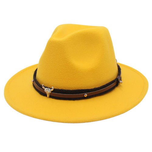 Tibetan Style Hat Spring and Autumn New Jazz Hat Wide Brim Wedding Shooting Ballroom Performance Belt Accessory Cross-border Felt Hat