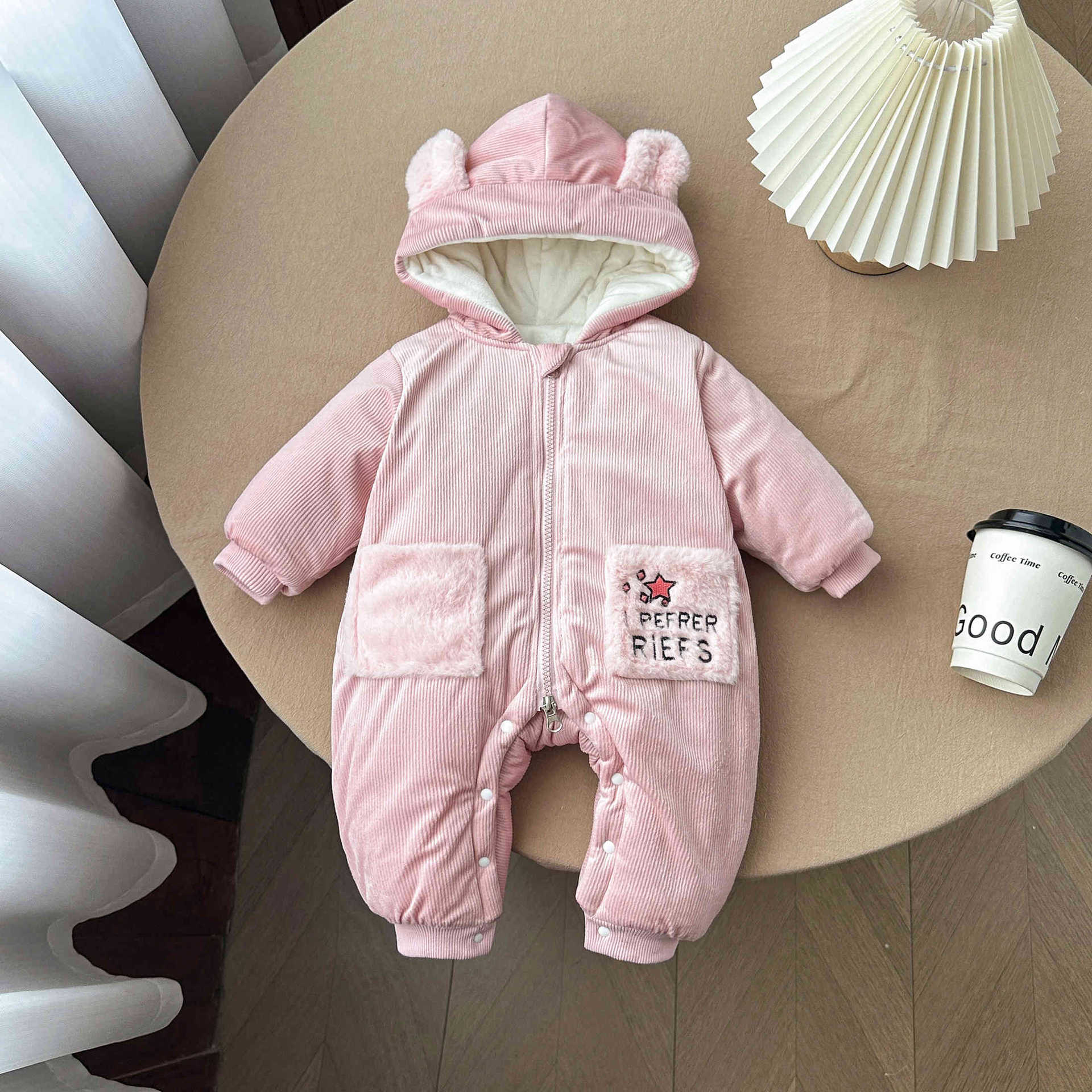 Ropa de una pieza de otoño e invierno para bebés recién nacidos, ropa de salida para bebés, chaqueta de ala, chaqueta acolchada de algodón, traje de lana de invierno