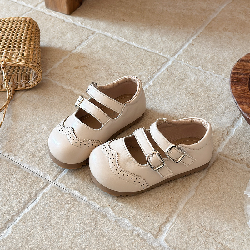Zapatos de cuero suave para niñas 2026 primavera y otoño nuevos zapatos de princesa de cabeza redonda para niños, zapatos de estilo británico Lefour, zapatos de abertura superficial image 3