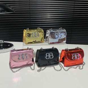 Cross-border Laser Women's Bag Small Square Bag Letter Niche Fashion Shoulder Bag 2025 New Mini Crossbody Trendy Children's Bag