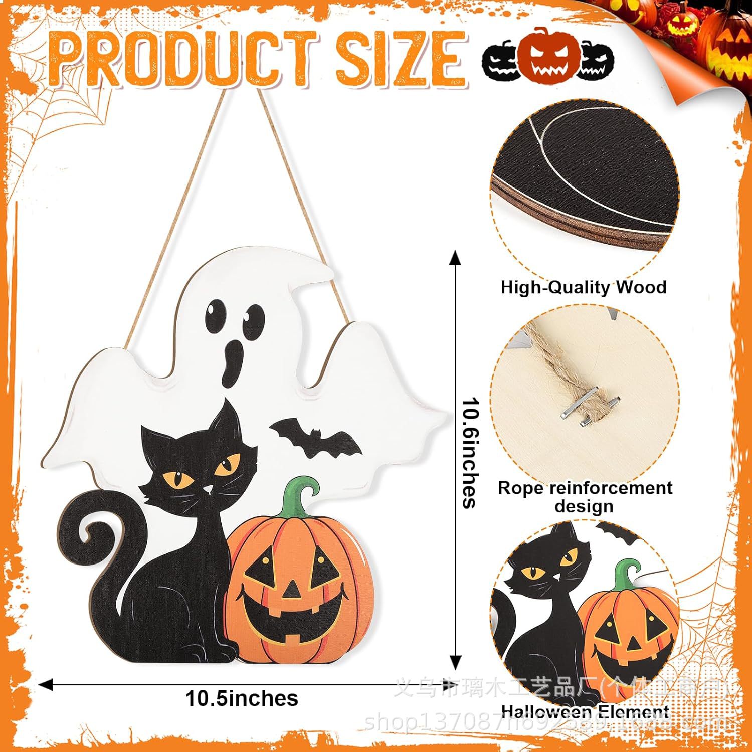 Nuevos productos transfronterizos de madera Halloween decoración de la atmósfera de la fiesta del hogar cabeza de ratón colgante decoración del patio vestíbulo