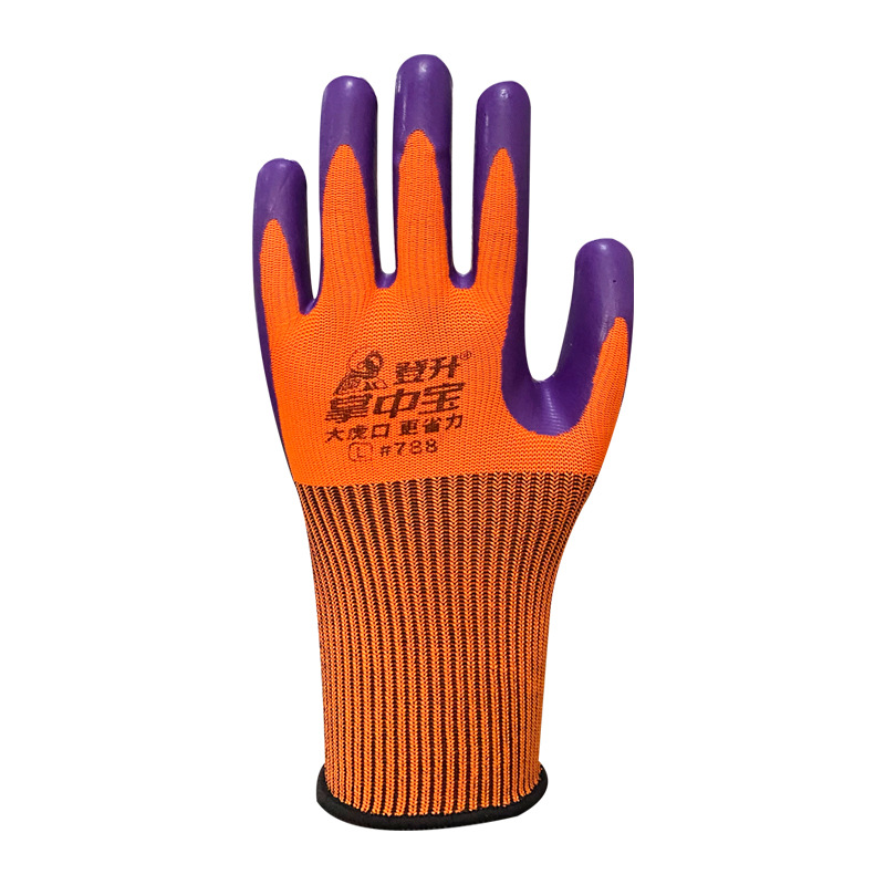 Dengsheng Palm tesoro 788 transpirable antideslizante construcción de acero grande Tigre boca de goma en relieve guantes de protección laboral